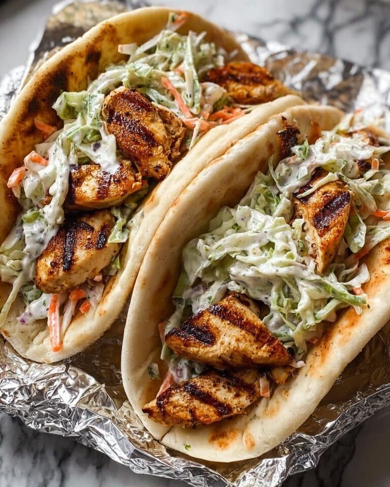 Chicken Pitas with Herby Ranch Slaw Recipe