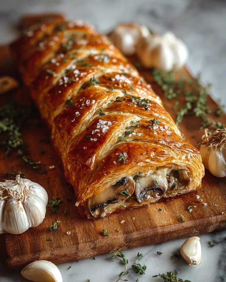 Savory Mushroom & Gruyère Puff Pastry Braid Recipe