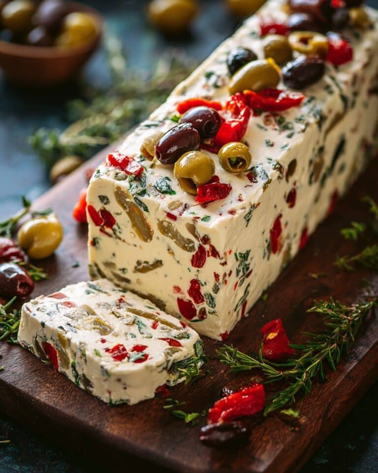 Festive Holiday Antipasto Cream Cheese Log Recipe