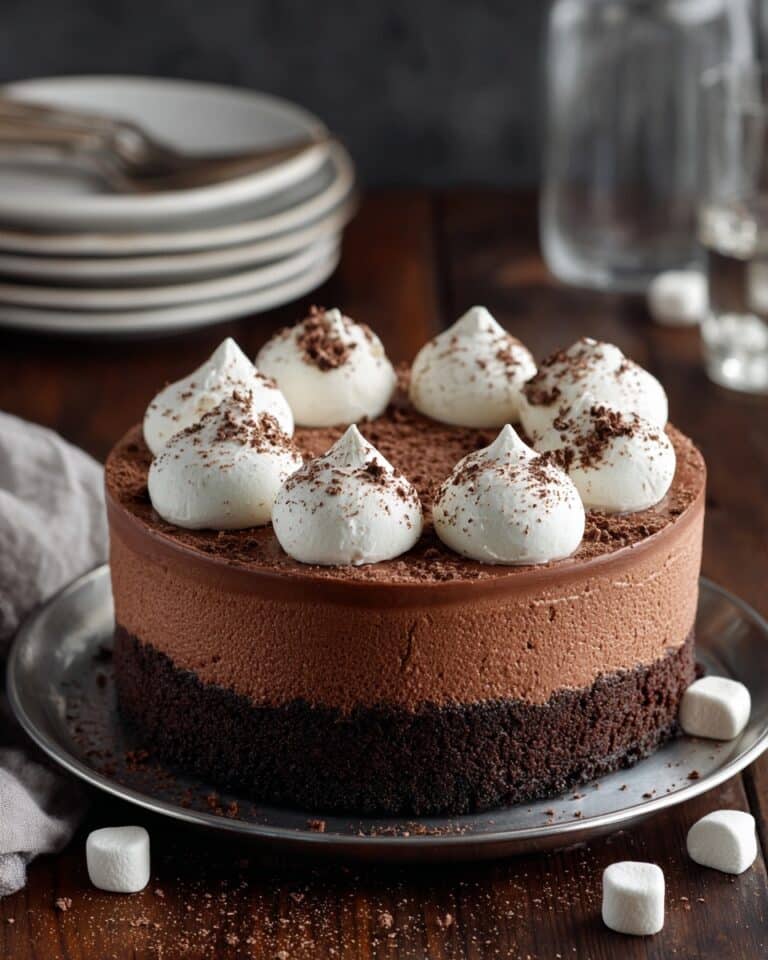 Decadent Hot Cocoa Cheesecake with Marshmallow Whipped Cream Recipe