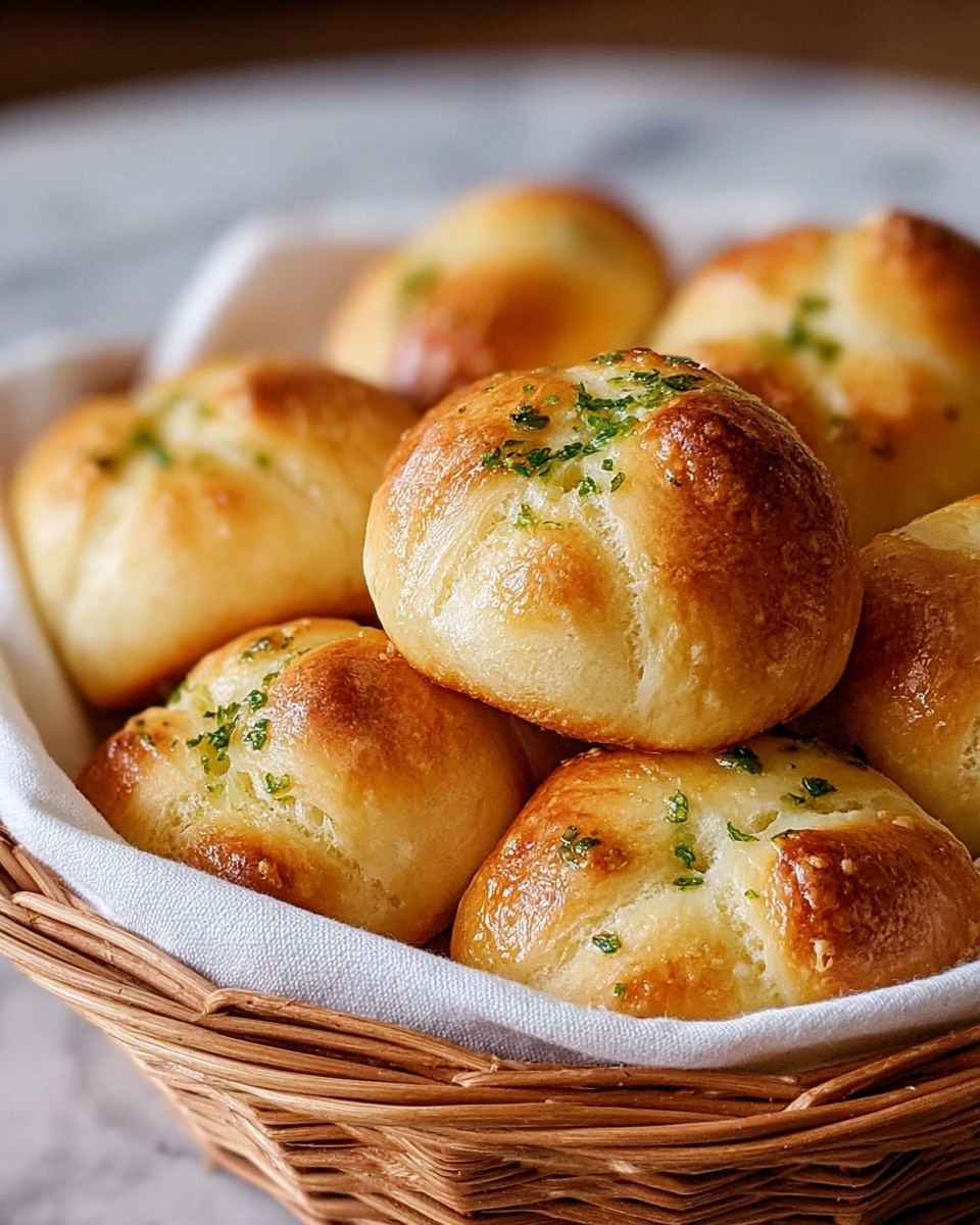A close-up view of a wicker basket lined with white paper, filled with several golden-brown dinner rolls. Each roll shows a soft, fluffy texture with distinct folds and light crusts on top, sprinkled with small green herb flakes and a light glaze giving them a slight shine. The basket sits on a surface with a white marbled texture in the background, enhancing the warm and fresh look of the rolls, with the focus sharply on the front row of rolls and the rest softly blurred. photo taken with an iphone --ar 4:5 --v 7