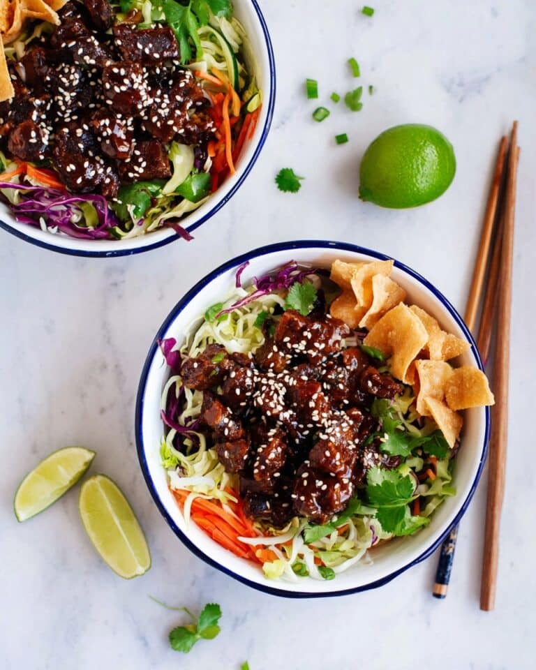 Teriyaki Chicken Wonton Taco Bowls Recipe