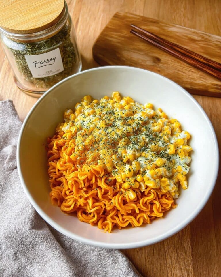Spicy Korean Corn Cheese Noodles Recipe