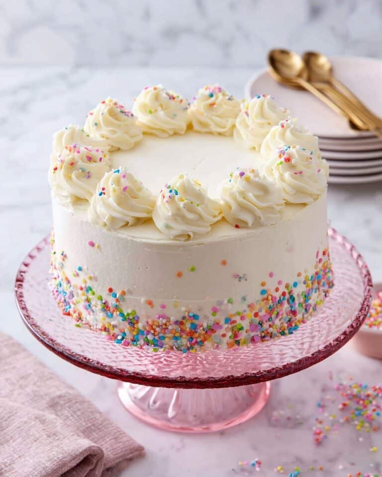 White Cake with Vanilla Almond Frosting Recipe