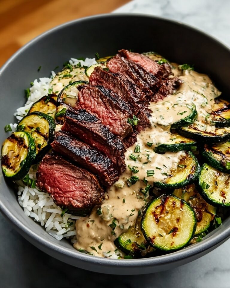 Grilled Steak Bowl with Sauce & Grilled Zucchini Bliss Recipe
