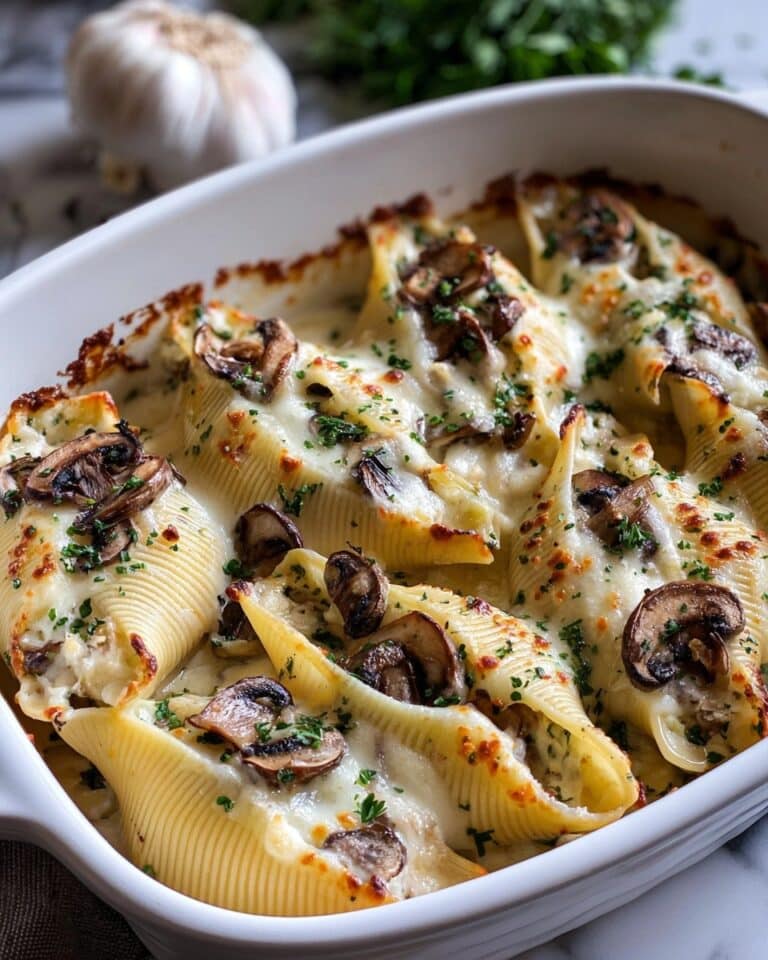 Creamy Garlic Mushroom Stuffed Shells Recipe